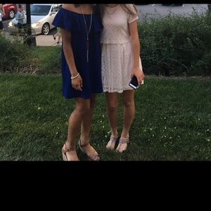 Navy Off The Shoulder Dress